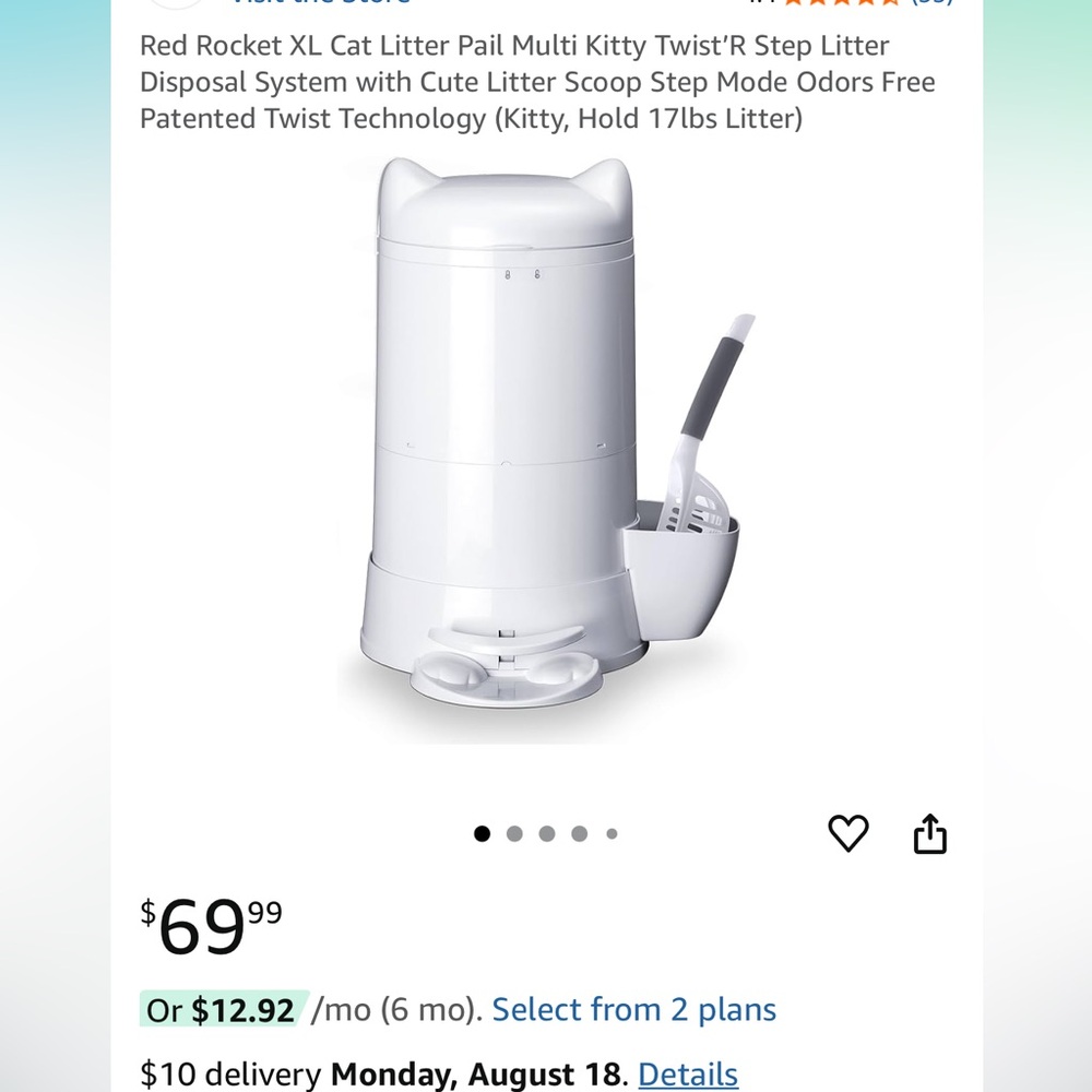 Amazon White Cat Litter Disposal System with Scoop